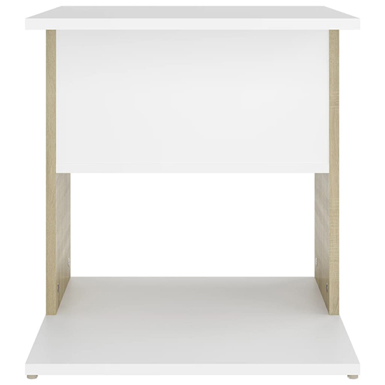 Kaori Wooden Side Table With Shelves In White And Sonoma Oak_3