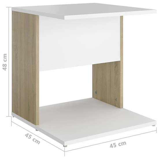 Kaori Wooden Side Table With Shelves In White And Sonoma Oak_5