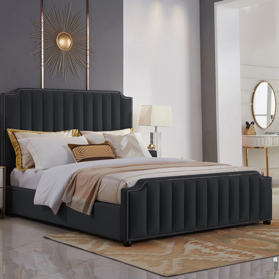 Read more about Kapolei plush velvet double bed in black