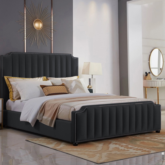 Read more about Kapolei plush velvet king size bed in black