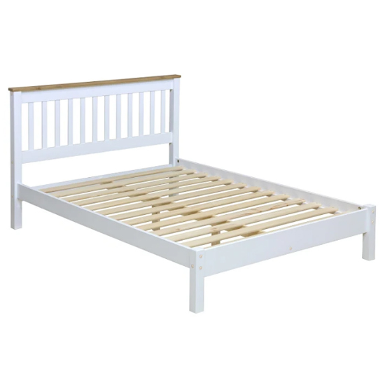 Knowle Wooden Low End Double Bed In White And Antique Wax_3