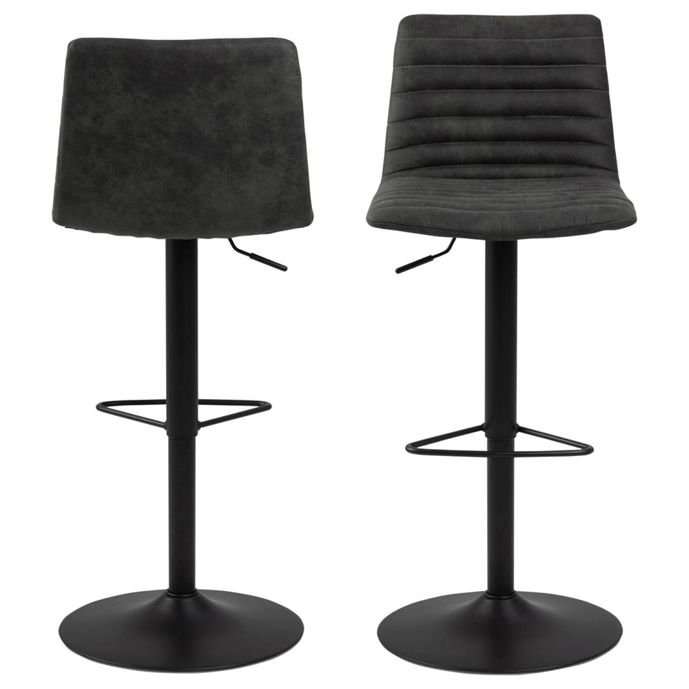 Kaprun Anthracite Fabric Bar Stools With Steel Base In Pair