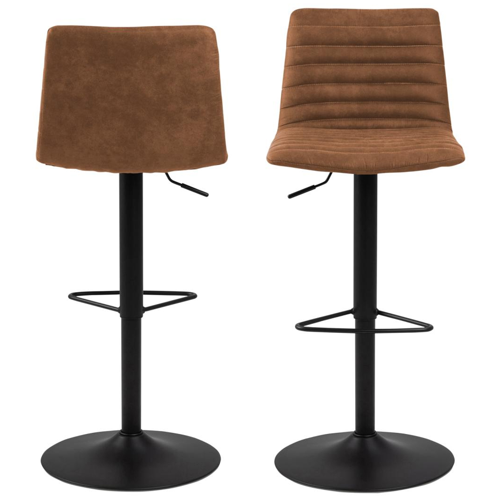 Kaprun Camel Fabric Bar Stools With Steel Base In Pair