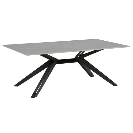 Kara Rectangular Stone Coffee Table With Black Metal Base