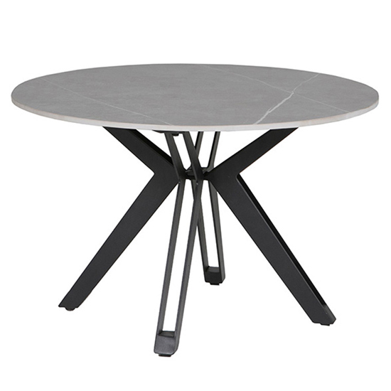 Kara round stone coffee table with black metal base £419.95 go