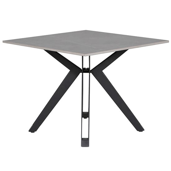 Product photograph of Kara Square Stone Lamp Table With Black Metal Base from Furniture in Fashion