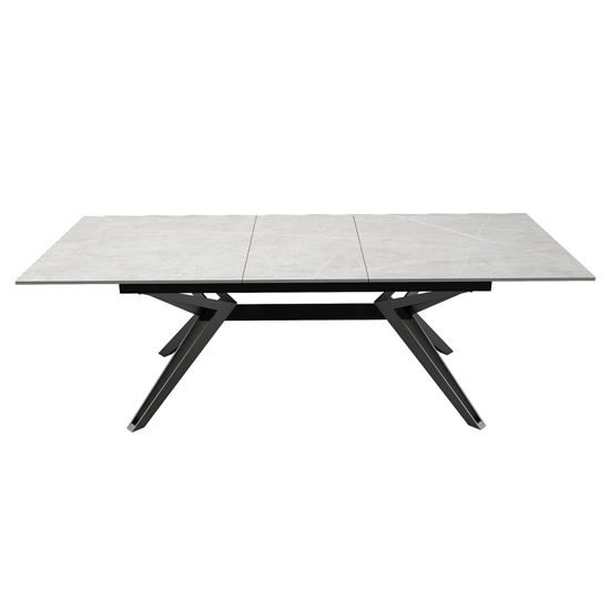 Kara Stone Extending Dining Table With Black Metal Base Furniture in