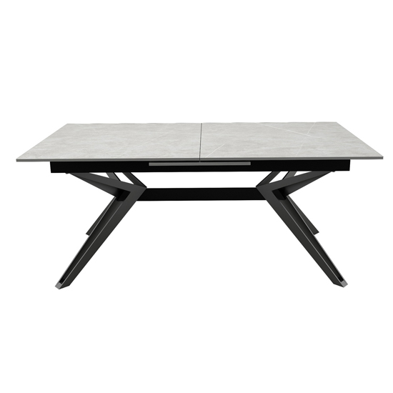 Kara Stone Extending Dining Table With Black Metal Base Furniture in