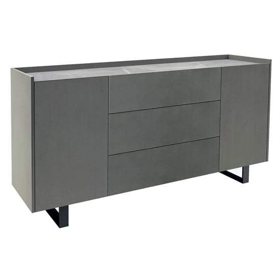 Kara Wooden Sideboard With Stone Top In Grey