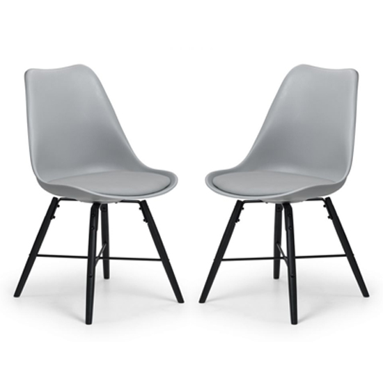 Kaili Dining Chair With Grey Seat And Black Legs In Pair