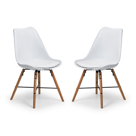 Kari Dining Chair With White Seat And Oak Legs In Pair