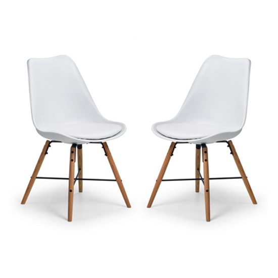 Kaili Dining Chair With White Seat And Oak Legs In Pair