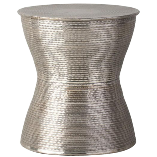 Kariba Metal Round Side Table In Antique Silver