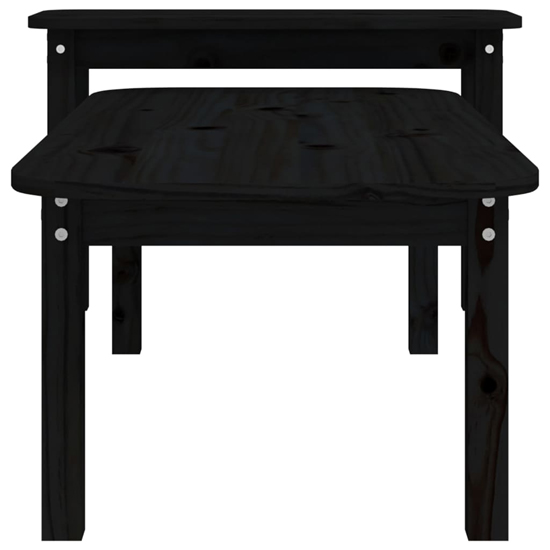 Karis Solid Pine Wood Set Of 2 Coffee Tables In Black