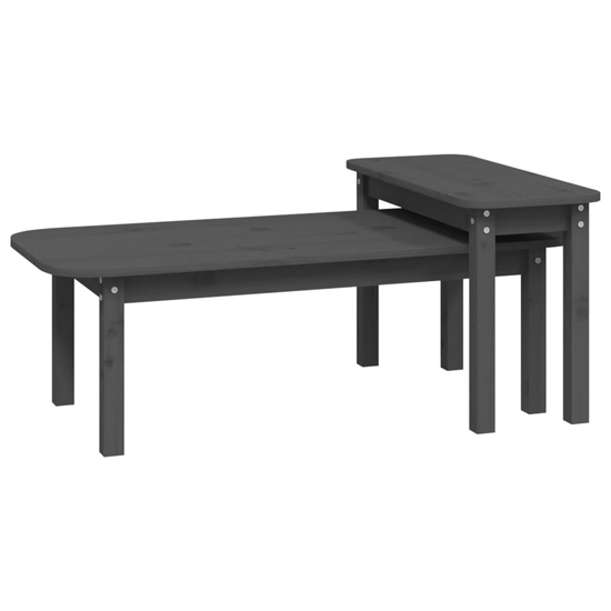 Karis Solid Pine Wood Set Of 2 Coffee Tables In Grey