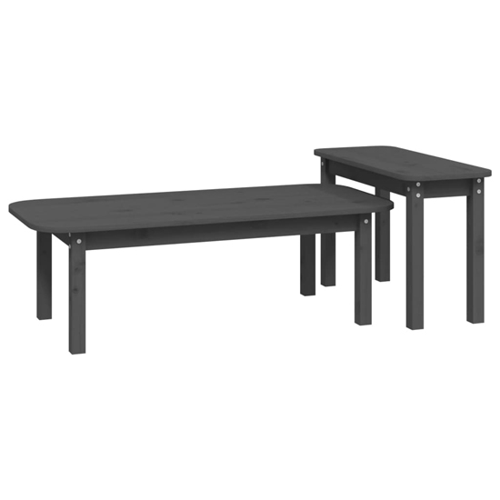 Karis Solid Pine Wood Set Of 2 Coffee Tables In Grey