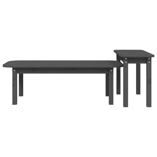 Karis Solid Pine Wood Set Of 2 Coffee Tables In Grey