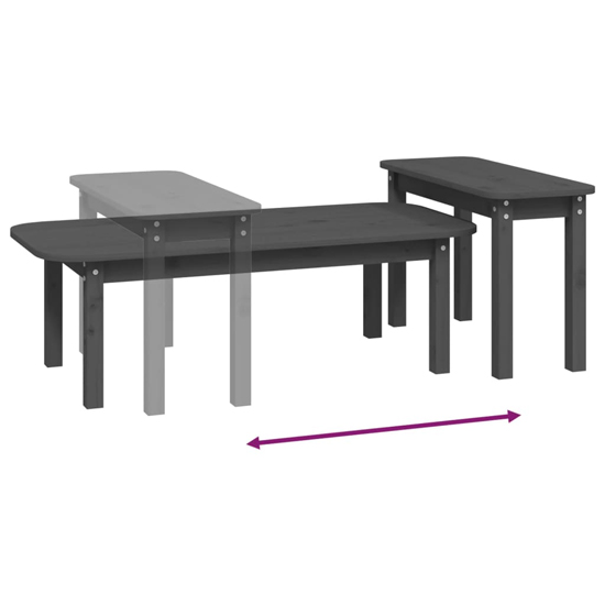 Karis Solid Pine Wood Set Of 2 Coffee Tables In Grey