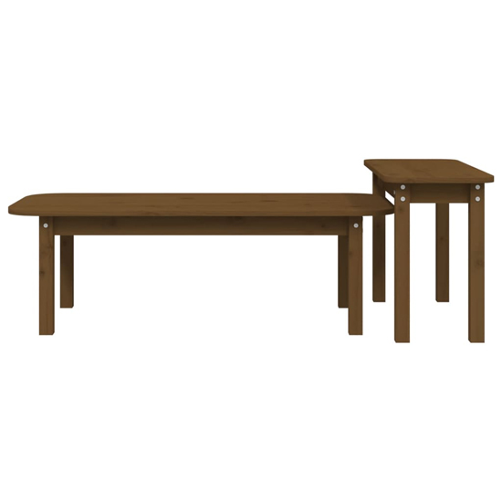 Karis Solid Pine Wood Set Of 2 Coffee Tables In Honey Brown