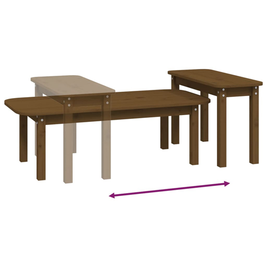 Karis Solid Pine Wood Set Of 2 Coffee Tables In Honey Brown