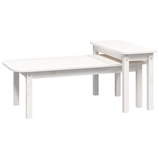 Karis Solid Pine Wood Set Of 2 Coffee Tables In White