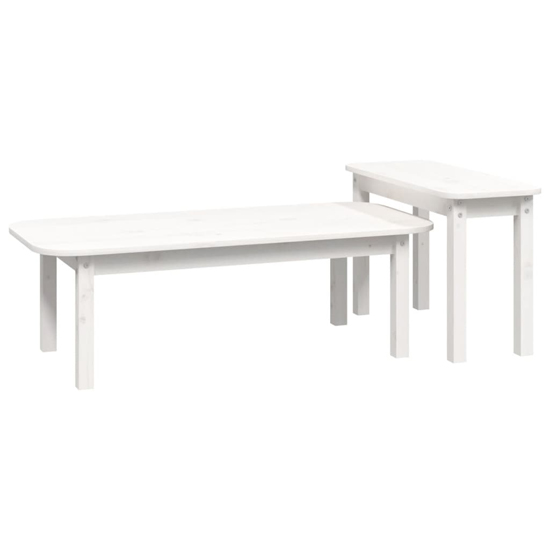 Karis Solid Pine Wood Set Of 2 Coffee Tables In White