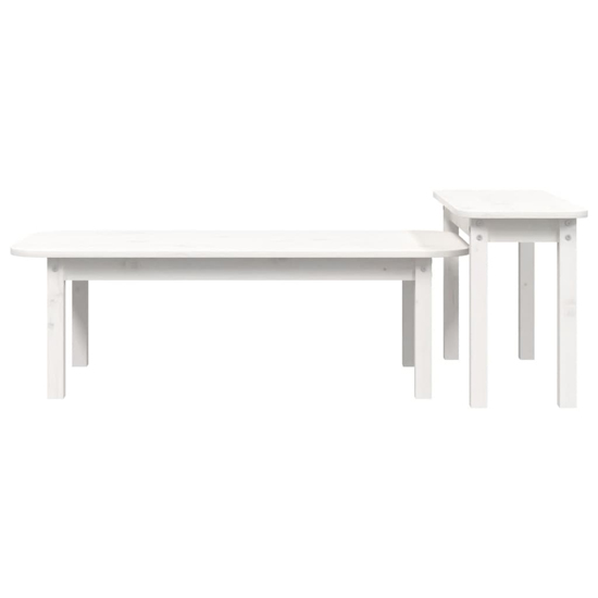 Karis Solid Pine Wood Set Of 2 Coffee Tables In White