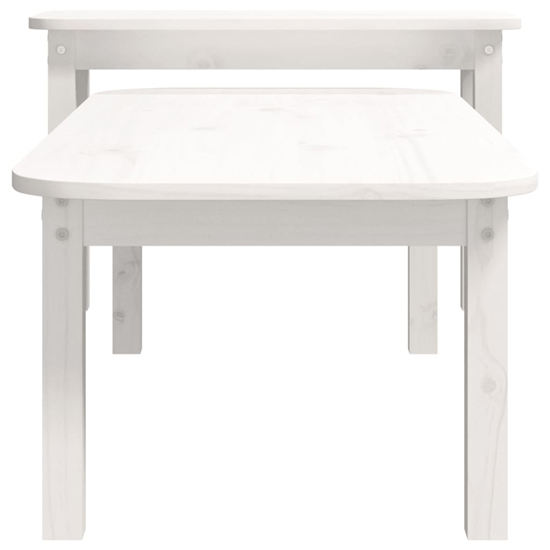 Karis Solid Pine Wood Set Of 2 Coffee Tables In White