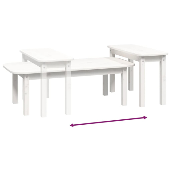 Karis Solid Pine Wood Set Of 2 Coffee Tables In White