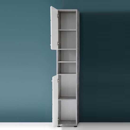 Karla Bathroom Cabinet Tall In Stone Grey And White High Gloss_2