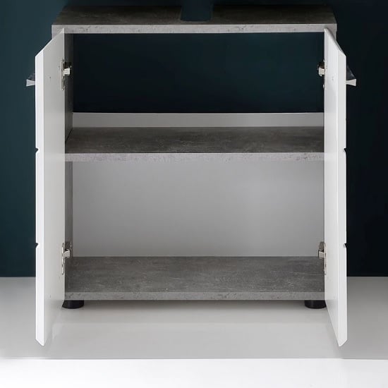 Karla Vanity Cabinet In Stone Grey And White High Gloss_2