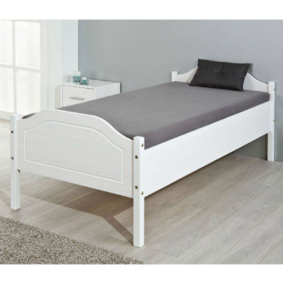 Karlo Wooden Single Bed In White Furniture in Fashion