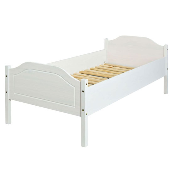 Karlo Wooden Single Bed In White Furniture in Fashion