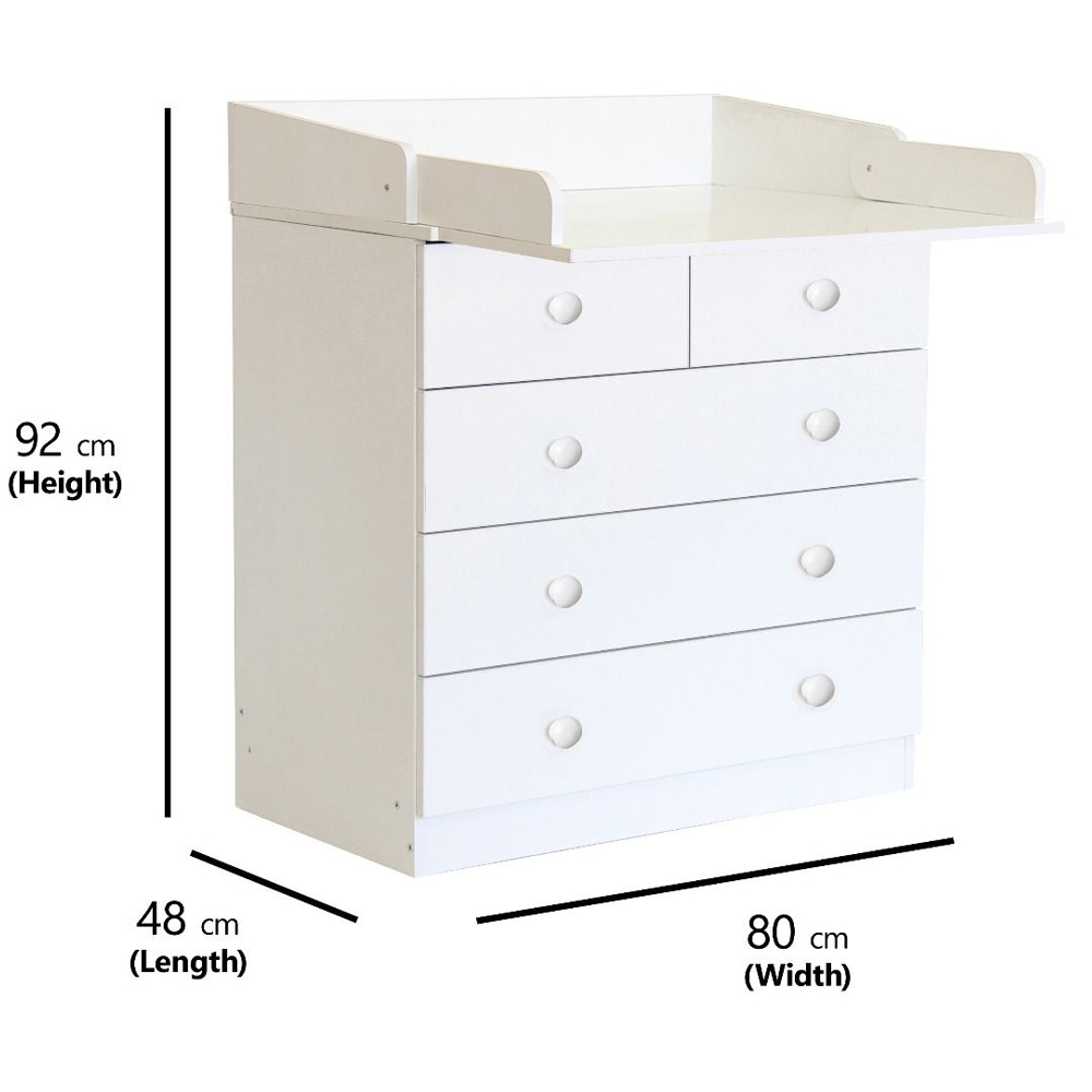 Karlstad Wooden Chest Of 5 Drawers In White