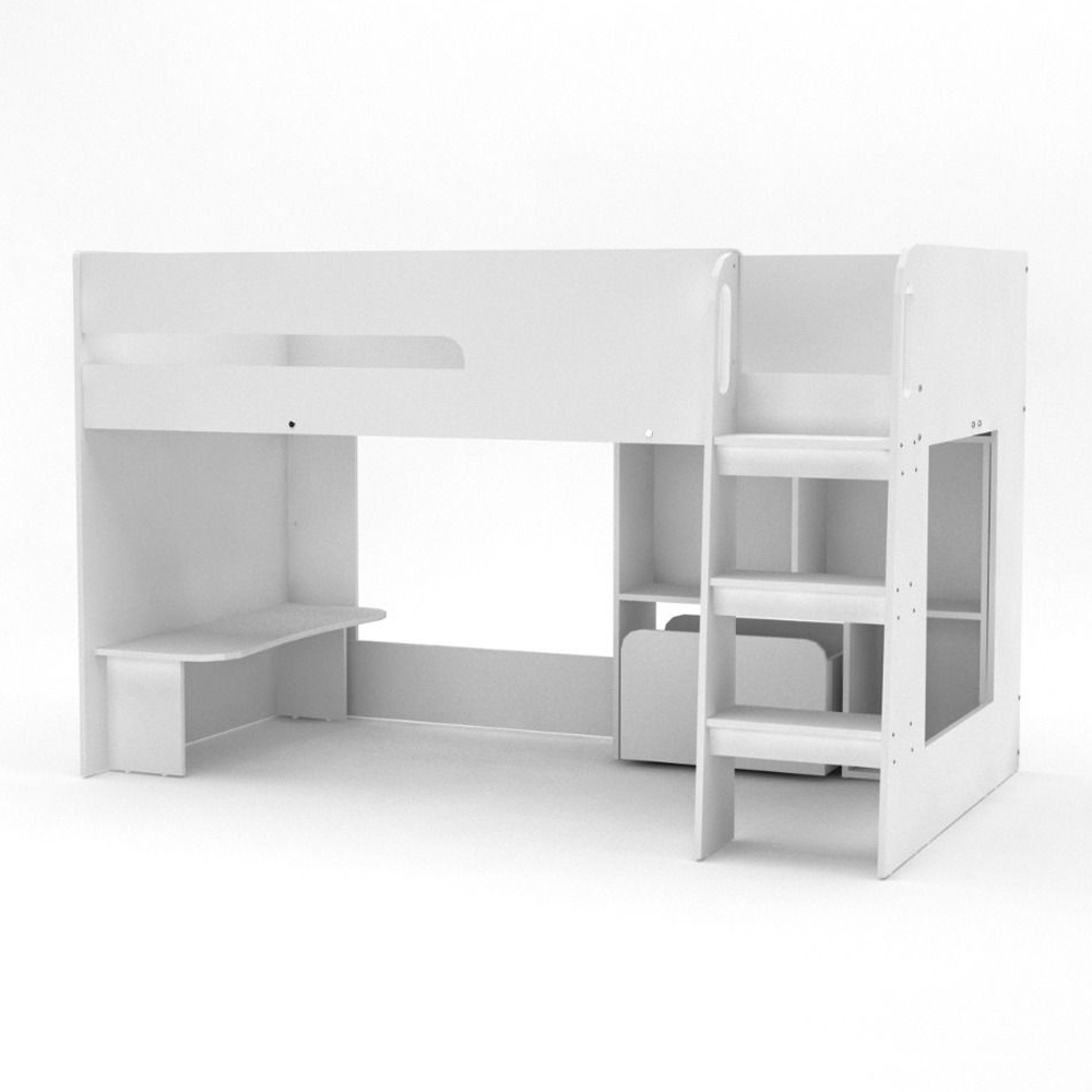 Karlstad Wooden Mid Sleeper With Bookcase In White