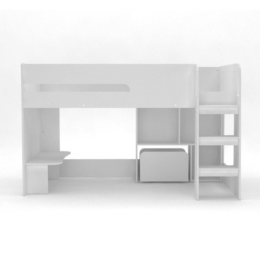 Karlstad Wooden Mid Sleeper With Bookcase In White