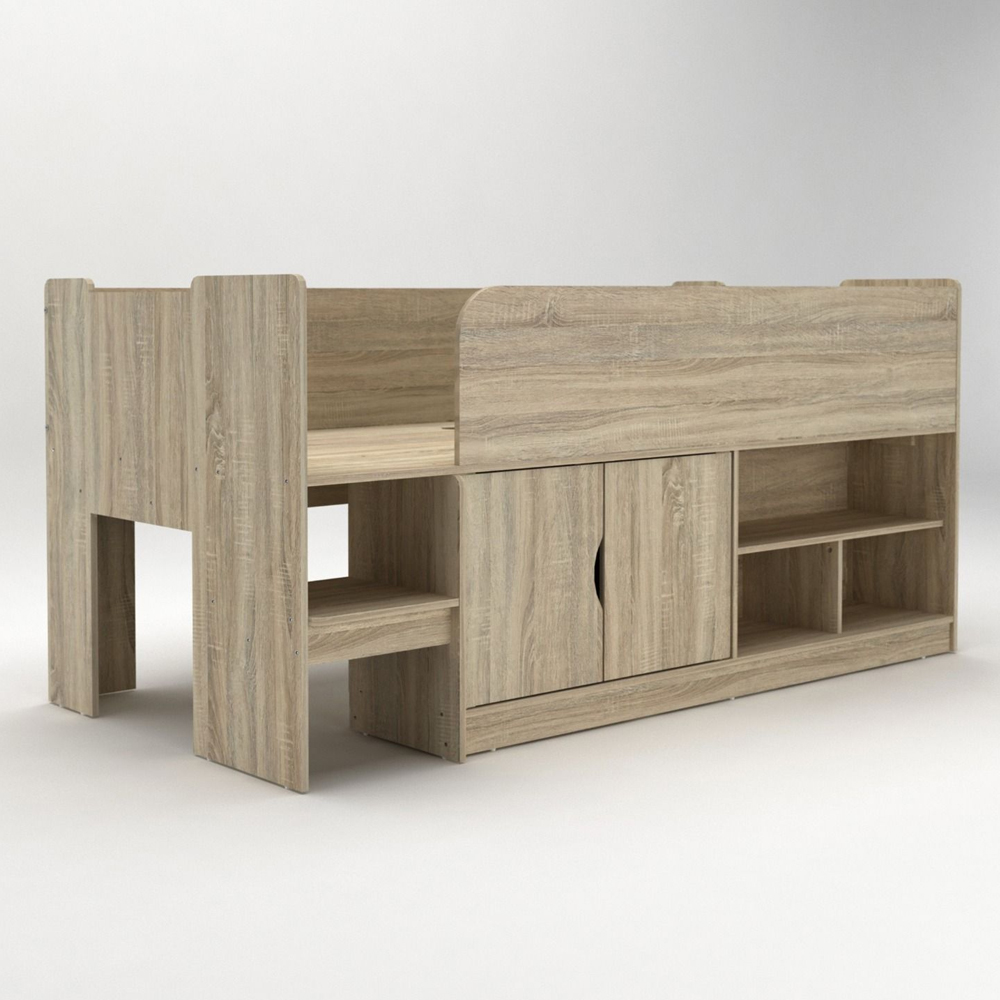Karlstad Wooden Mid Sleeper With Cupboard In Oak