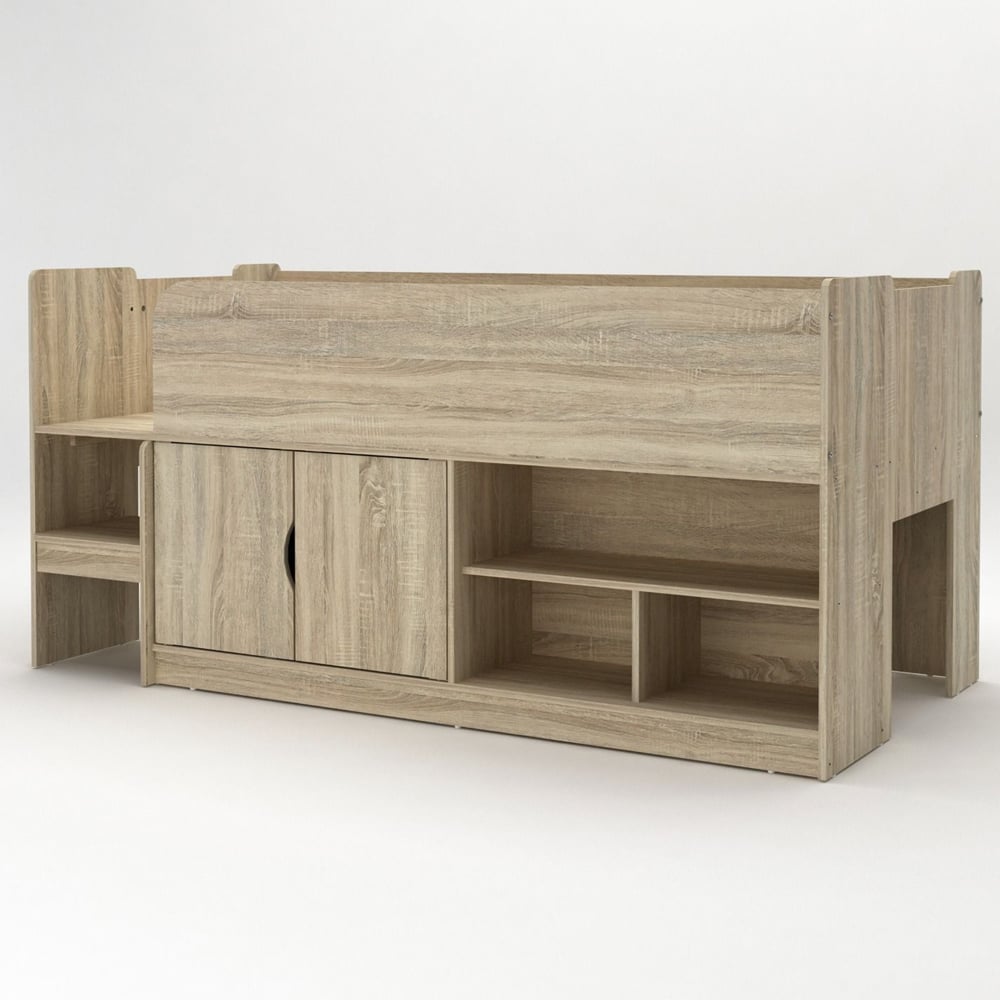 Karlstad Wooden Mid Sleeper With Cupboard In Oak
