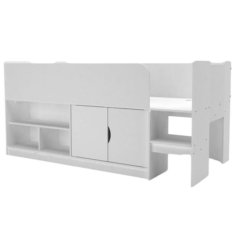 Karlstad Wooden Mid Sleeper With Cupboard In White