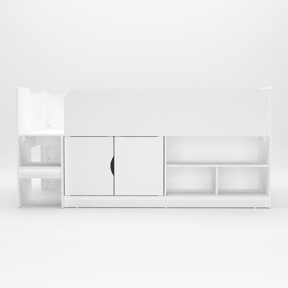 Karlstad Wooden Mid Sleeper With Cupboard In White