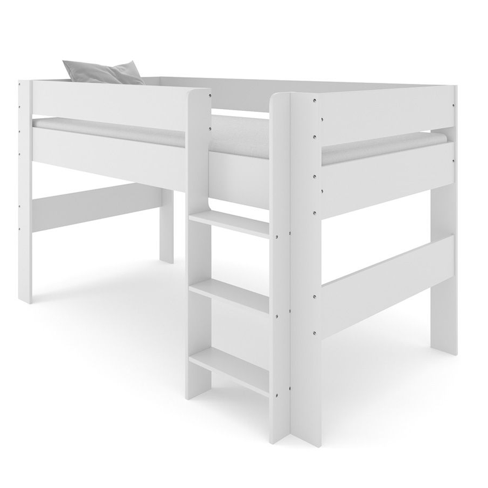 Karlstad Wooden Mid Sleeper With Desk And 3 Drawers In White