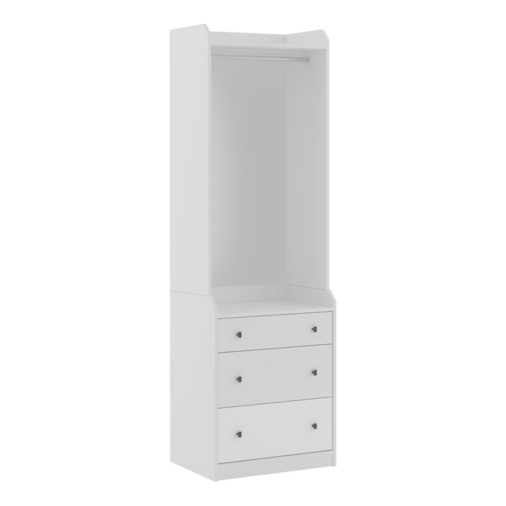 Karlstad Wooden Wardrobe With 3 Drawers In White