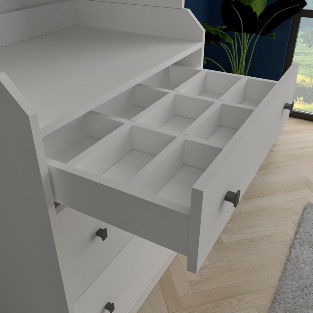 Karlstad Wooden Wardrobe With 3 Drawers In White