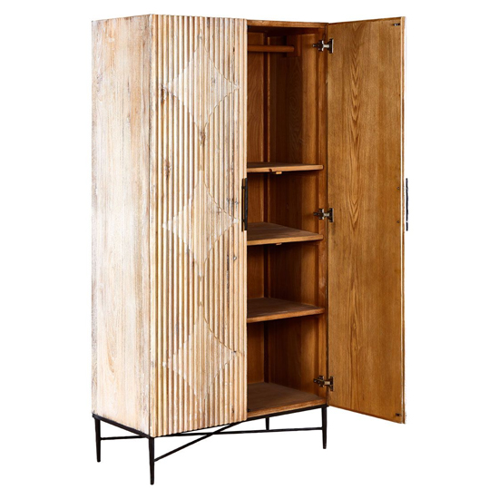 Karot Wooden Wardrobe With 2 Doors In Light Grey