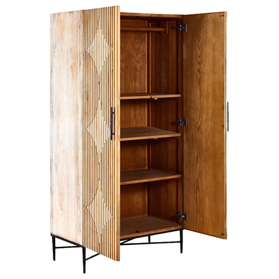 Karot Wooden Wardrobe With 2 Doors In Light Grey