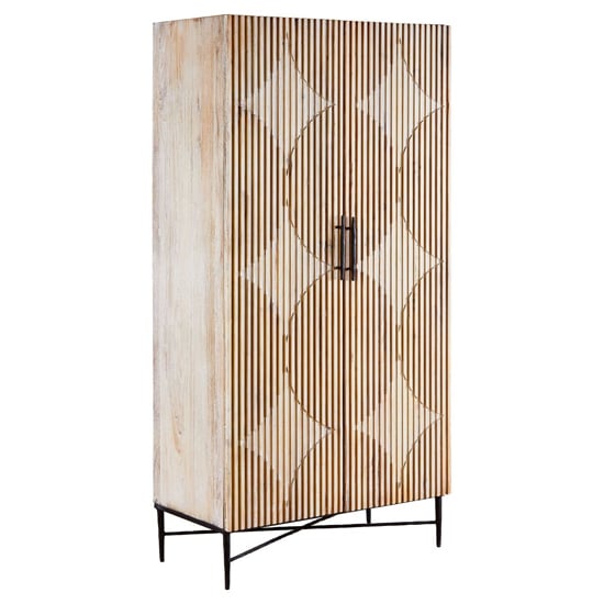 Product photograph of Karot Wooden Wardrobe With 2 Doors In Light Grey from Furniture in Fashion