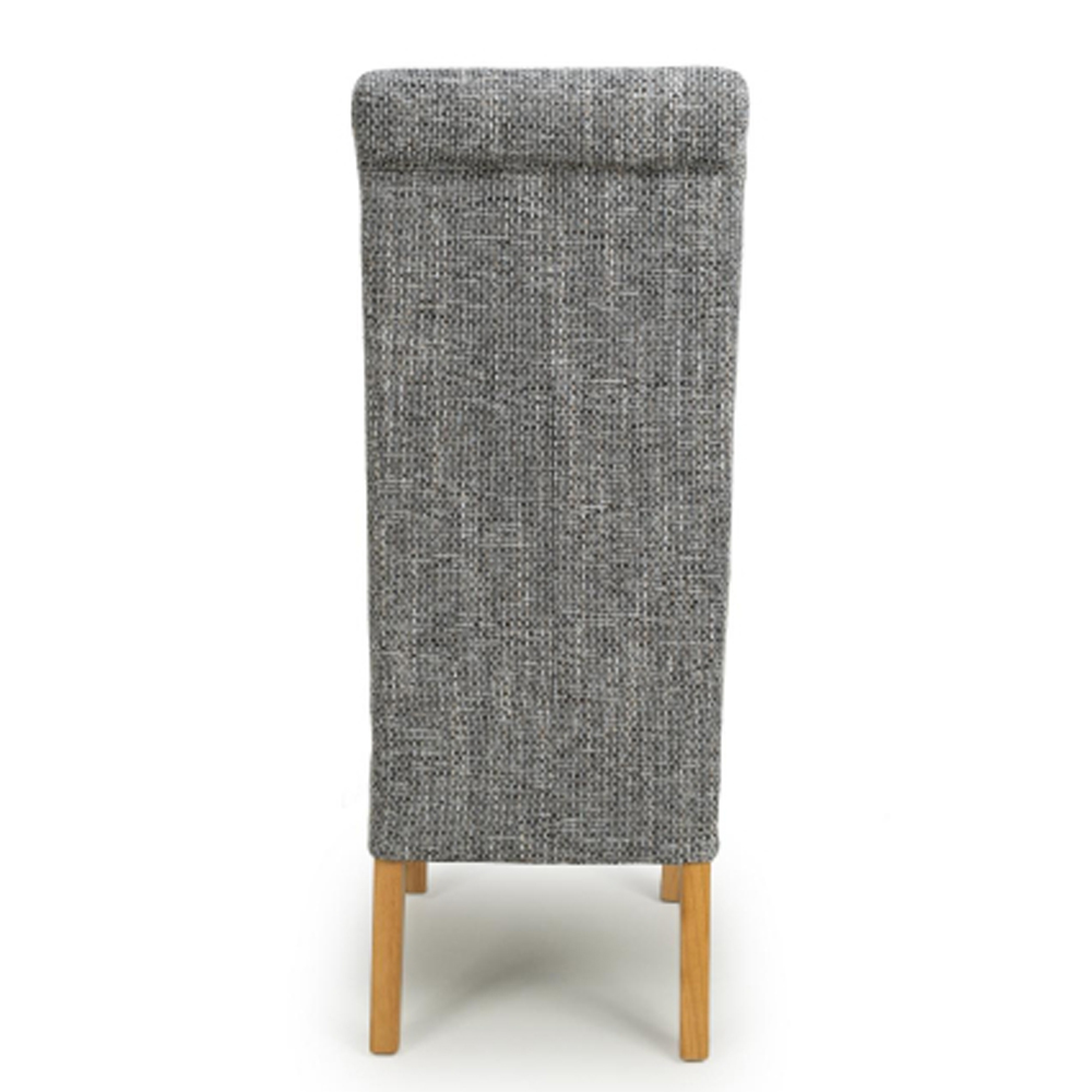 Kaduna Grey Fabric Dining Chairs With Oak Legs In Pair