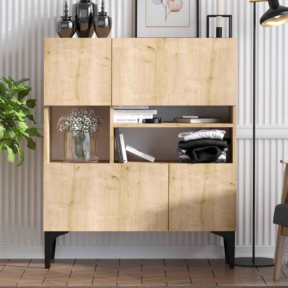 Karter Wooden Display Cabinet with 4 Doors in Sapphire Oak