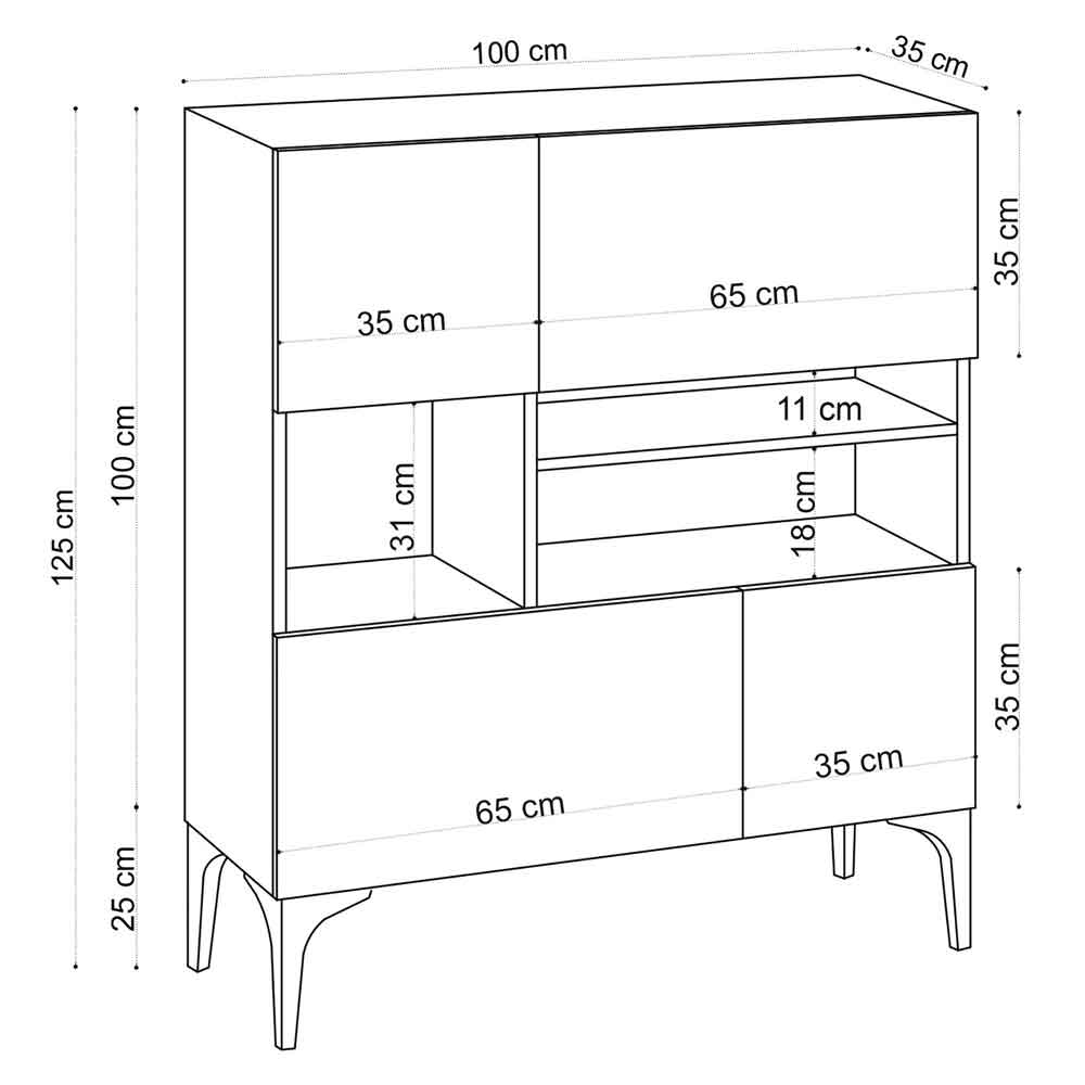 Karter Wooden Display Cabinet with 4 Doors in Sapphire Oak