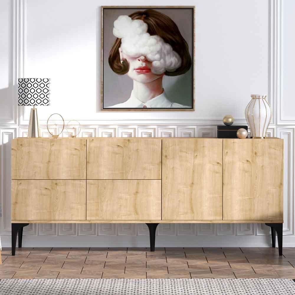 Karter Wooden Sideboard with 6 Doors in Sapphire Oak